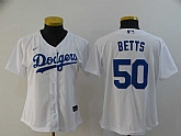 Women Dodgers 50 Mookie Betts White 2020 Nike Cool Base Jersey,baseball caps,new era cap wholesale,wholesale hats